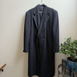 VTG GGG Clothes Wool Cashmere Men’s Double Breasted Coat Lined Classic Size 46L